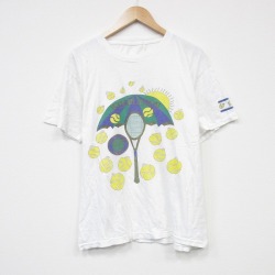 L★古着 半袖 ビンテージ Tシャツ メンズ 90年代 90s テニス クルーネック 白 ホワイト 25sep18 中古