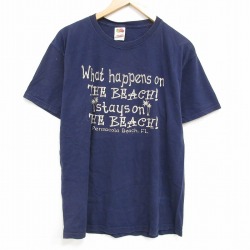 L★古着 フルーツオブザルーム 半袖 ビンテージ Tシャツ メンズ 00年代 00s メッセージ コットン クルーネック 紺 ネイビー 25sep19 中古