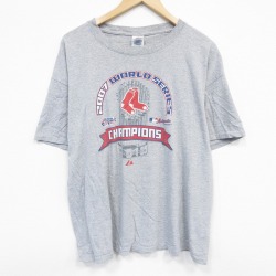 XL★古着 半袖 ビンテージ Tシャツ メンズ 00年代 00s MLB ボストンレッドソックス 大きいサイズ クルーネック グレー 霜降り メジャーリーグ ベースボール 野球 25sep22 中古