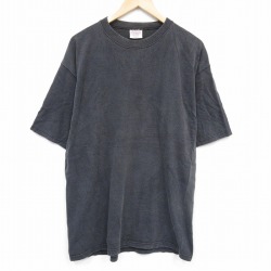 XL★古着 PLUMA 半袖 ビンテージ Tシャツ メンズ 90年代 90s 無地 コットン クルーネック USA製 濃グレー 霜降り 25sep22 中古