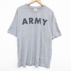 XL★古着 半袖 ビンテージ Tシャツ メンズ 00年代 00s ミリタリー アーミー ARMY 大きいサイズ クルーネック グレー 霜降り 25sep24 中古