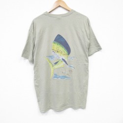 L★古着 ヘインズ Hanes 半袖 ビンテージ Tシャツ メンズ 00年代 00s 魚 クルーネック 薄緑 グリーン 25sep24 中古