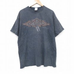 XL★古着 ヘインズ Hanes 半袖 ビンテージ Tシャツ メンズ 00年代 00s ドリームキャッチャー クルーネック 濃グレー他 タイダイ 25sep24 中古