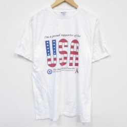 L★古着 半袖 ビンテージ Tシャツ メンズ 00年代 00s USAロゴ コットン クルーネック 白 ホワイト 25sep26 中古