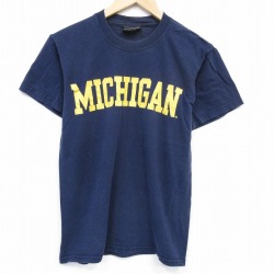 S★古着 STEVE&BARRYS 半袖 ビンテージ Tシャツ メンズ 00年代 00s ミシガン コットン クルーネック 紺 ネイビー 25sep26 中古