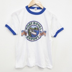 S★古着 半袖 ビンテージ Tシャツ メンズ 80年代 80s 船 クルーネック USA製 白 ホワイト リンガー 25sep29 中古
