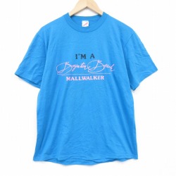 L★古着 ジャージーズ 半袖 ビンテージ Tシャツ メンズ 80年代 80s フラミンゴ クルーネック USA製 水色 26mar11