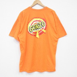 XL★古着 半袖 ビンテージ Tシャツ メンズ 00年代 00s GONZO 大きいサイズ クルーネック オレンジ 26mar11
