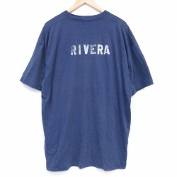 XL★古着 オニータ ONEITA 半袖 ビンテージ Tシャツ メンズ 90年代 90s RIVERA 大きいサイズ クルーネック 紺 26mar11