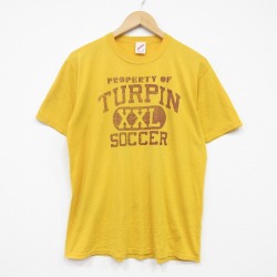 L★古着 ジャージーズ 半袖 ビンテージ Tシャツ メンズ 80年代 80s サッカー クルーネック USA製 黄 26mar11