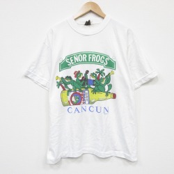 XL★古着 半袖 ビンテージ Tシャツ メンズ 90年代 90s セニョールフロッグ クルーネック 白 26mar16