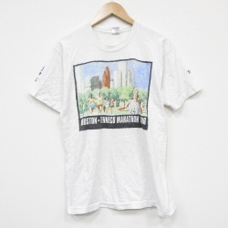 L★古着 フルーツオブザルーム 半袖 ビンテージ Tシャツ メンズ 90年代 90s マラソン コットン クルーネック USA製 白 26mar16