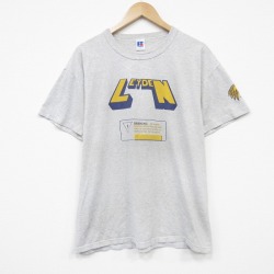 L★古着 ラッセル 半袖 ビンテージ Tシャツ メンズ 80年代 80s LEYDEN クルーネック USA製 薄グレー 霜降り【spe】 26mar16