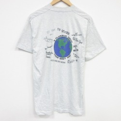L★古着 フルーツオブザルーム 半袖 ビンテージ Tシャツ メンズ 90年代 90s 地球 クルーネック USA製 薄グレー 霜降り 26mar19