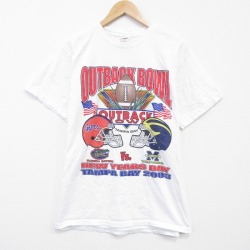 L★古着 ジャージーズ 半袖 ビンテージ Tシャツ メンズ 00年代 00s ゲーターズ ウルバリン コットン クルーネック 白 26mar23