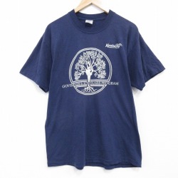 L★古着 ジャージーズ 半袖 ビンテージ Tシャツ メンズ 00年代 00s 木 クルーネック 紺 26mar23