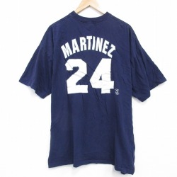 XL★古着 マジェスティック 半袖 ビンテージ Tシャツ メンズ 00年代 00s MLB ニューヨークヤンキース ティノマルチネス 24 大きいサイズ コットン クルーネック 紺 メジャーリーグ ベースボール 野球 26mar23