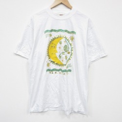 XL★古着 半袖 ビンテージ Tシャツ メンズ 90年代 90s 月 大きいサイズ クルーネック 白 26mar24