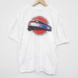 XL★古着 半袖 ビンテージ Tシャツ メンズ 00年代 00s 電車 大きいサイズ コットン クルーネック 白 26mar24