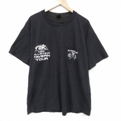 XL★古着 半袖 ビンテージ Tシャツ メンズ 90年代 90s Y2K 大きいサイズ コットン クルーネック USA製 黒 26mar24