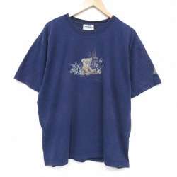XL★古着 NORTHERN REFRECTIONS 半袖 ビンテージ Tシャツ メンズ 00年代 00s クマ 大きいサイズ クルーネック 紺 26mar24