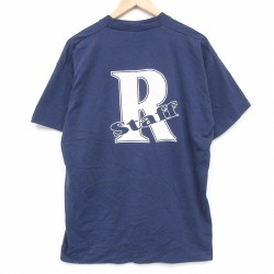 XL★古着 フルーツオブザルーム 半袖 ビンテージ Tシャツ メンズ 90年代 90s R 大きいサイズ クルーネック USA製 紺 26mar30