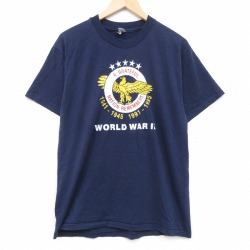 L★古着 ヘインズ 半袖 ビンテージ Tシャツ メンズ 90年代 90s 鳥 クルーネック USA製 紺 26mar30