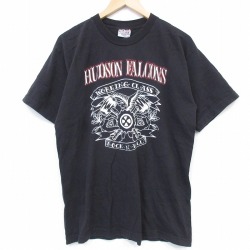 L★古着 半袖 ビンテージ Tシャツ メンズ 00年代 00s ハドソン コットン クルーネック USA製 黒 26mar30