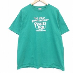 00s 半袖Tシャツ メッセージ グリーン XL | 古着