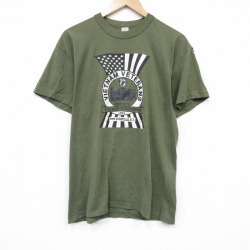 L★古着 半袖 ビンテージ Tシャツ メンズ 90年代 90s ベトナム帰還兵 クルーネック USA製 濃緑 26apr01