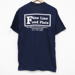 L★古着 半袖 ビンテージ Tシャツ メンズ 90年代 90s Fine コットン クルーネック USA製 紺 26apr01