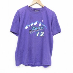 チャンピオン 00s 半袖Tシャツ NBA ユタジャズ ジョンストックトン 12 パープル L | 古着