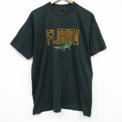 XL★古着 フルーツオブザルーム 半袖 ビンテージ Tシャツ メンズ 90年代 90s フロリダ 刺繍 大きいサイズ クルーネック USA製 濃緑 26apr01