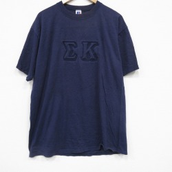 ラッセル 80s 半袖Tシャツ ギリシャ文字 ネイビー XL | 古着