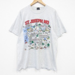 XL★古着 スクリーンスターズ 半袖 ビンテージ Tシャツ メンズ 90年代 90s HISTORIC 大きいサイズ クルーネック USA製 薄グレー 霜降り【spe】 26apr02