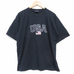 XL★古着 All Sport 半袖 ビンテージ Tシャツ メンズ 00年代 00s 星条旗 コットン クルーネック USA製 黒 26apr02