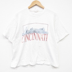 L★古着 半袖 ビンテージ Tシャツ メンズ 80年代 80s シンシナティ クルーネック 白 26apr02