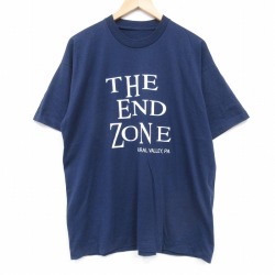 XL★古着 半袖 ビンテージ Tシャツ メンズ 90年代 90s THE END クルーネック 紺 26apr02