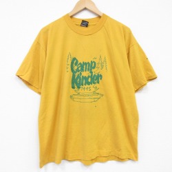 XL★古着 フルーツオブザルーム 半袖 ビンテージ Tシャツ メンズ 90年代 90s キャンプ 大きいサイズ クルーネック USA製 黄 26apr02