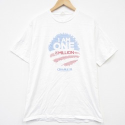 L★古着 半袖 ビンテージ Tシャツ メンズ 00年代 00s バラクオバマ大統領 クルーネック 白 26apr02