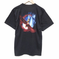 L★古着 半袖 ビンテージ Tシャツ メンズ 00年代 00s 鳥 コットン クルーネック USA製 黒 26apr02