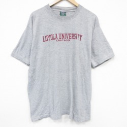 XL★古着 MVスポーツ半袖 ビンテージ Tシャツ メンズ 00年代 00s LOYOLA カレッジ コットン クルーネック グレー 霜降り 26apr02