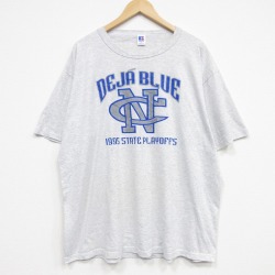XL★古着 ラッセル 半袖 ビンテージ Tシャツ メンズ 90年代 90s DEJA 大きいサイズ クルーネック USA製 薄グレー 霜降り 26apr02
