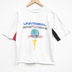 L★古着 半袖 ビンテージ Tシャツ メンズ 90年代 90s ユニバーサル ラグラン クルーネック USA製 白他 26apr02