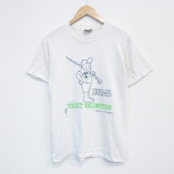 M★古着 オニータ ONEITA 半袖 ビンテージ Tシャツ メンズ 90年代 90s 釣り クルーネック USA製 白 26apr03
