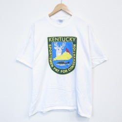 XL★古着 半袖 ビンテージ Tシャツ メンズ 00年代 00s ケンタッキー 大きいサイズ コットン クルーネック 白 26apr03