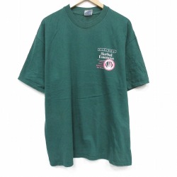 XL★古着 ヘインズ 半袖 ビンテージ Tシャツ メンズ 大きいサイズ コットン クルーネック USA製 緑 26apr03