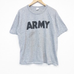 L★古着 半袖 ビンテージ Tシャツ メンズ 90年代 90s ミリタリー アーミー ARMY クルーネック USA製 グレー 霜降り 26apr02