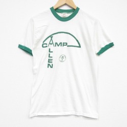 S★古着 半袖 ビンテージ Tシャツ メンズ 80年代 80s キャンプ クルーネック USA製 白 リンガー 26apr02