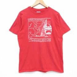 L★古着 ヘインズ 半袖 ビンテージ Tシャツ メンズ 90年代 90s サウスカロライナ コットン クルーネック USA製 赤 26apr02